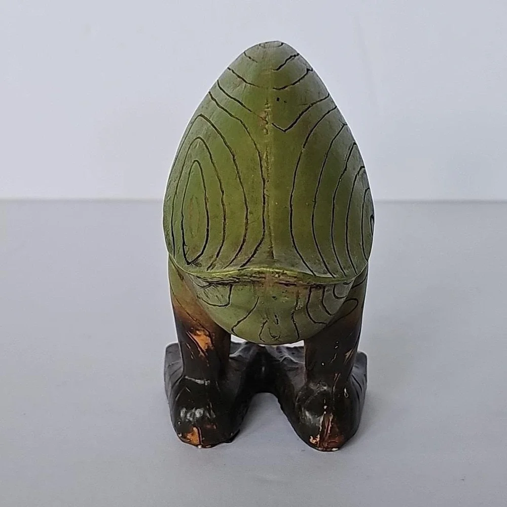 Vintage Wood Look Green Duck Figure Figurine Rustic Resin Distressed 1915 - Picture 8 of 10